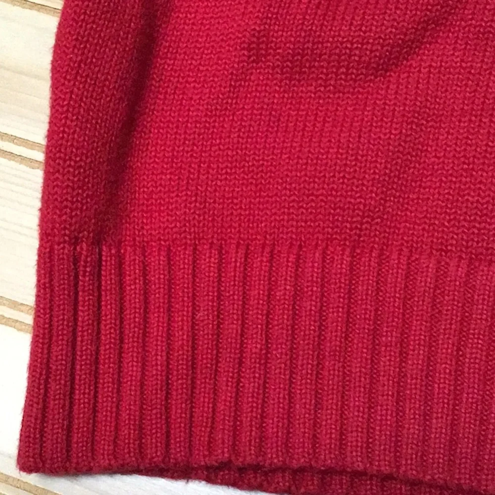 Polo Ralph Lauren Quarter Zip Black Logo Leather tab Zipper Red‎ Sweater Large